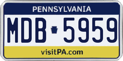 PA license plate MDB5959