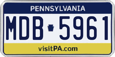 PA license plate MDB5961