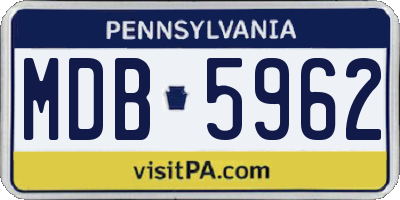 PA license plate MDB5962