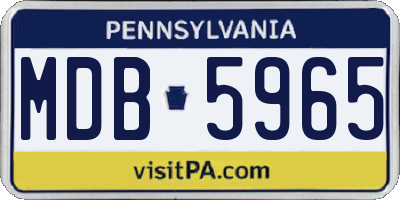 PA license plate MDB5965