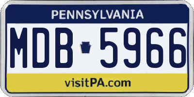 PA license plate MDB5966