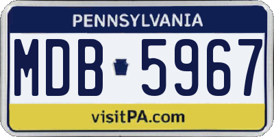 PA license plate MDB5967