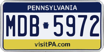 PA license plate MDB5972