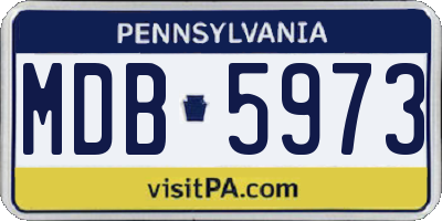 PA license plate MDB5973