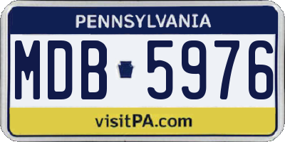 PA license plate MDB5976