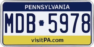 PA license plate MDB5978