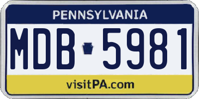 PA license plate MDB5981