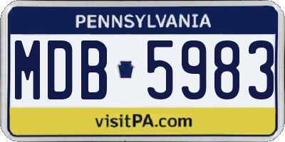 PA license plate MDB5983