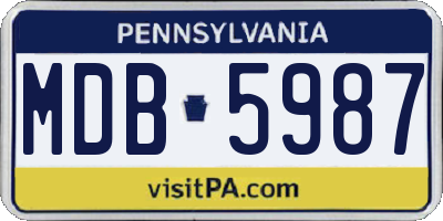 PA license plate MDB5987