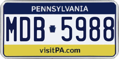 PA license plate MDB5988