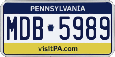 PA license plate MDB5989