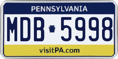 PA license plate MDB5998