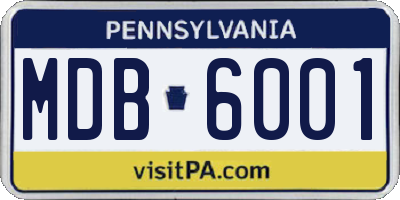 PA license plate MDB6001