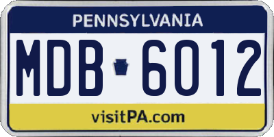 PA license plate MDB6012