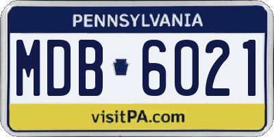 PA license plate MDB6021