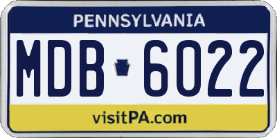 PA license plate MDB6022