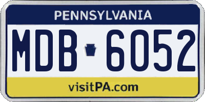 PA license plate MDB6052