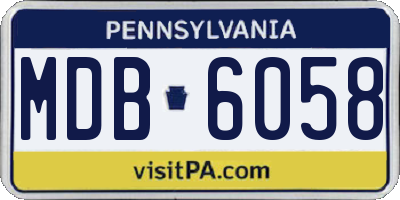 PA license plate MDB6058