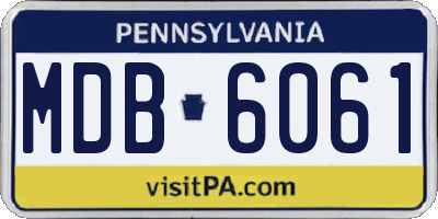 PA license plate MDB6061