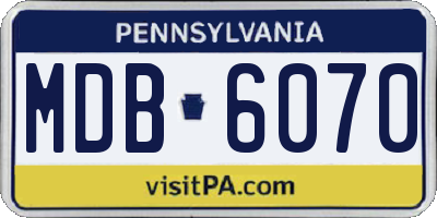 PA license plate MDB6070