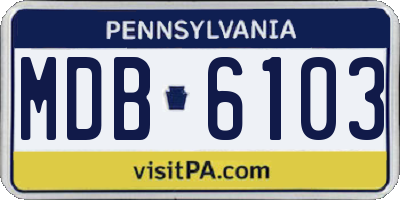PA license plate MDB6103