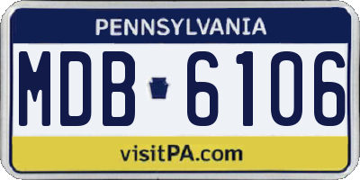 PA license plate MDB6106