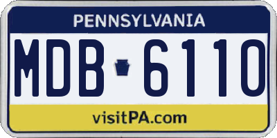 PA license plate MDB6110