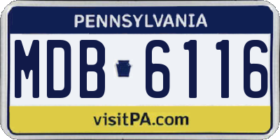 PA license plate MDB6116