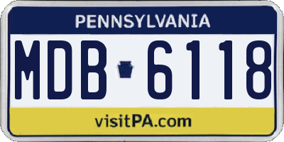 PA license plate MDB6118