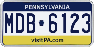 PA license plate MDB6123