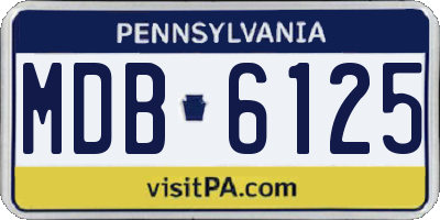 PA license plate MDB6125