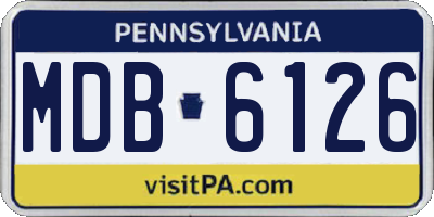 PA license plate MDB6126