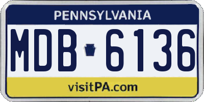 PA license plate MDB6136