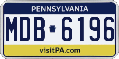 PA license plate MDB6196