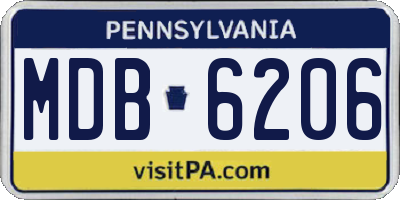 PA license plate MDB6206