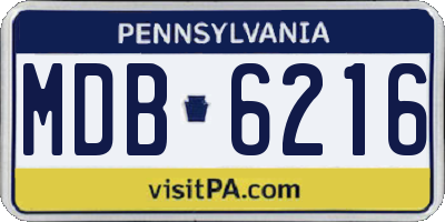 PA license plate MDB6216