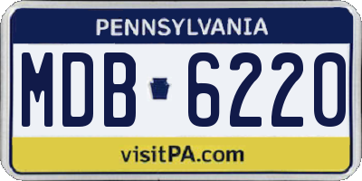 PA license plate MDB6220