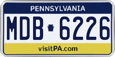PA license plate MDB6226