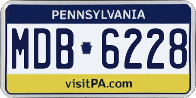 PA license plate MDB6228