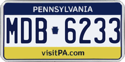 PA license plate MDB6233