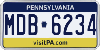 PA license plate MDB6234