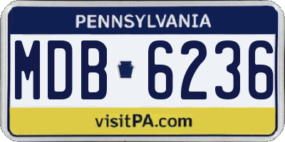 PA license plate MDB6236
