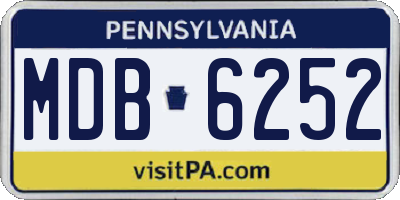 PA license plate MDB6252