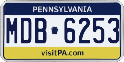 PA license plate MDB6253