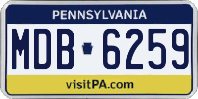PA license plate MDB6259