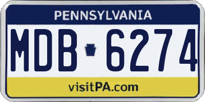 PA license plate MDB6274