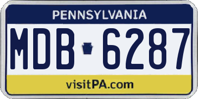 PA license plate MDB6287