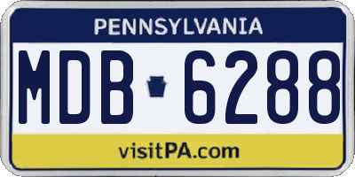 PA license plate MDB6288