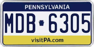 PA license plate MDB6305
