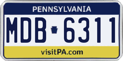 PA license plate MDB6311